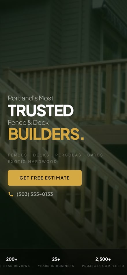 Evergreen Deck & Fence website — mobile view