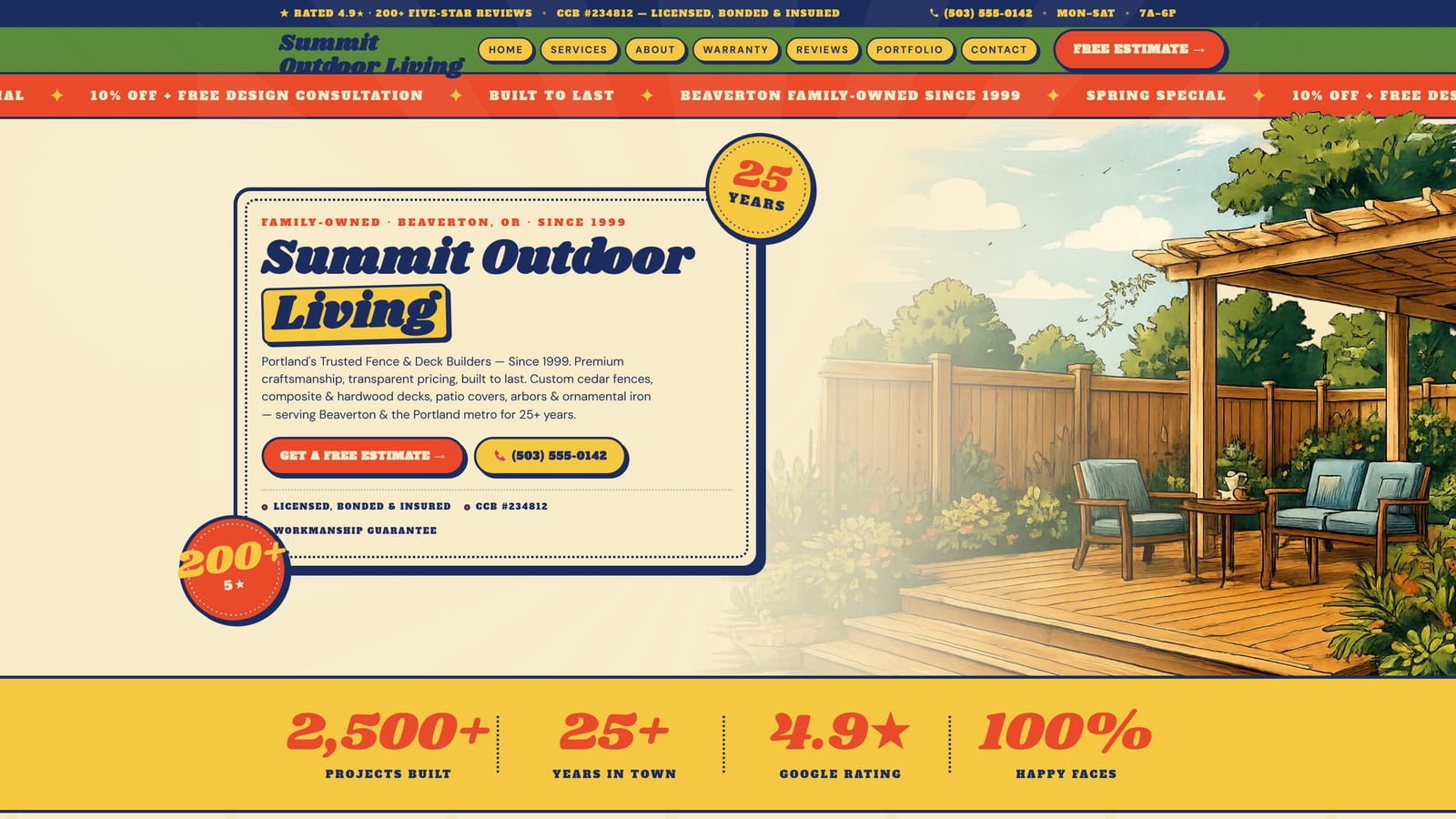 Summit Outdoor Living website — desktop homepage
