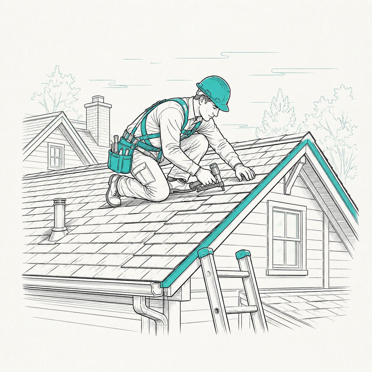 Roofer installing a new roof